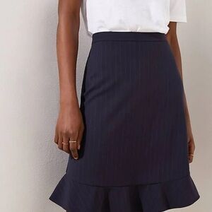 Loft Pinstripe Flounce Pencil Skirt